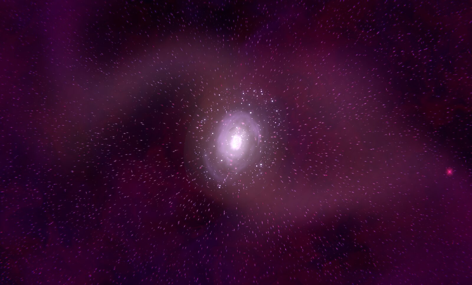 A pale spiral of light surrounded by drifting motes, recorded during the Listening